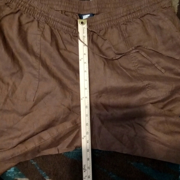 Lands' End Womens High Rise Pull On Crop Pants Chocolate Brown Linen Size22w - Picture 7 of 10
